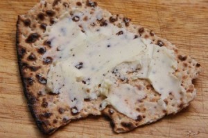 Passover matzah with butter