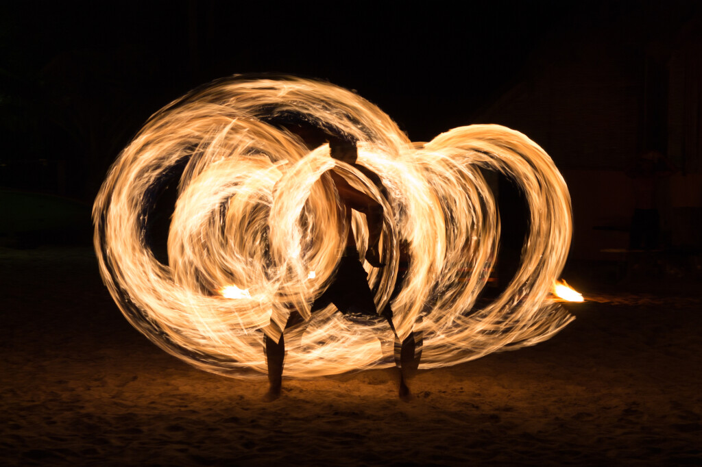 Man Fire Show on the beach